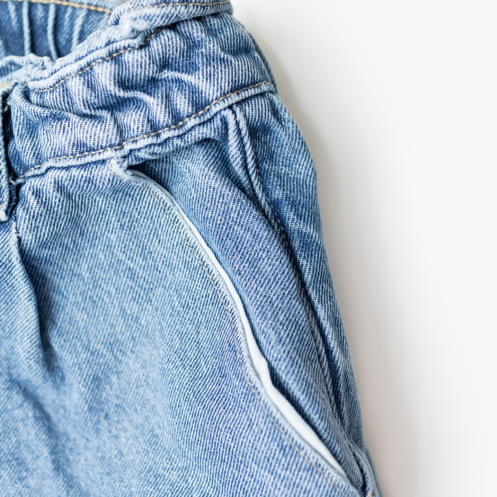 ZARA Denim Paper Bag Waist Shorts Size 4 - Picture 4 of 6